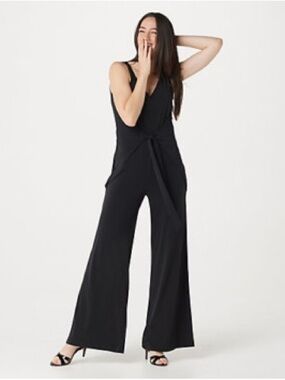 LAURIE FELT Tie-Front Sleeveless Jumpsuit in Black - L